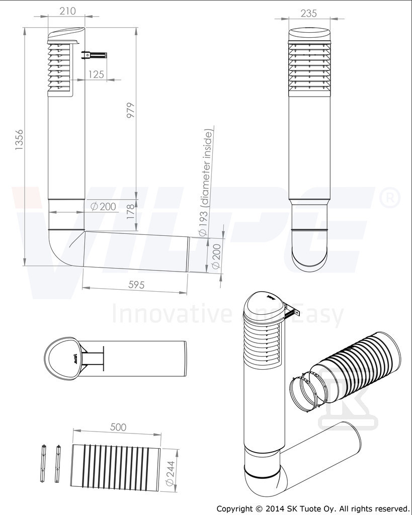 ROSS Ventilation hose ᴓ200/210 - Light - 790381